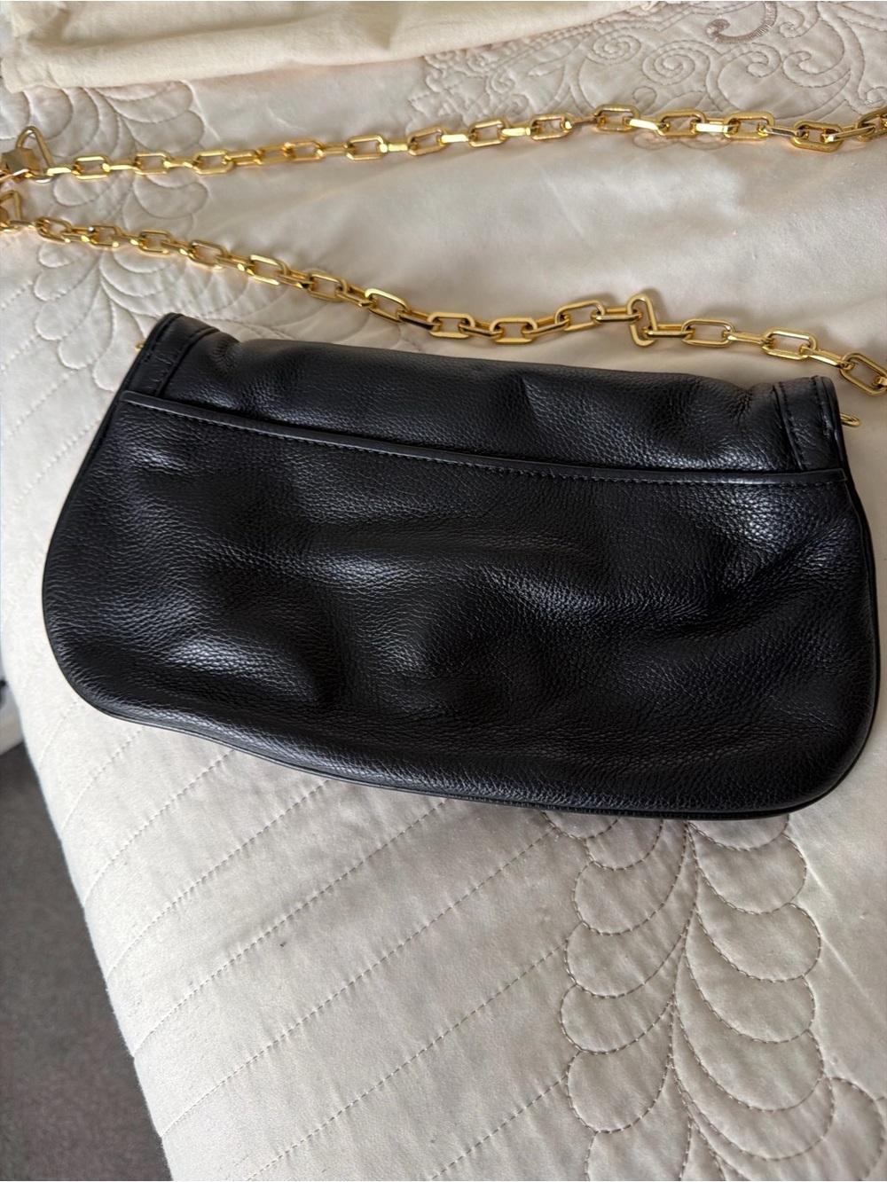 Tory Burch - Black Leather Crossbody with Gold Chain Strap - Picture 8 of 15